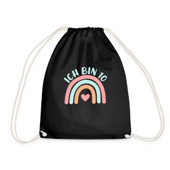 Ich bin 10 niedliche Regenbogen Design Junge Mädch - Turnbeutel - Schwarz - Vorne