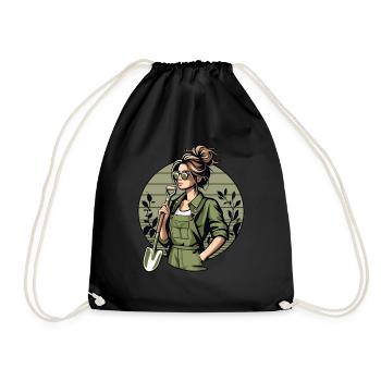 Garten Geschenk Gärtnerin Geburtstag Geschenk - Turnbeutel - Schwarz - Vorne