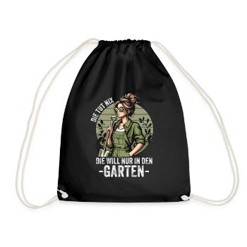 Garten Geschenk Gärtnerin Geburtstag Geschenk - Turnbeutel - Schwarz - Vorne
