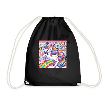 Cute Unicorn, Love Kawaii Unicorns - Drawstring Bag - black - Front