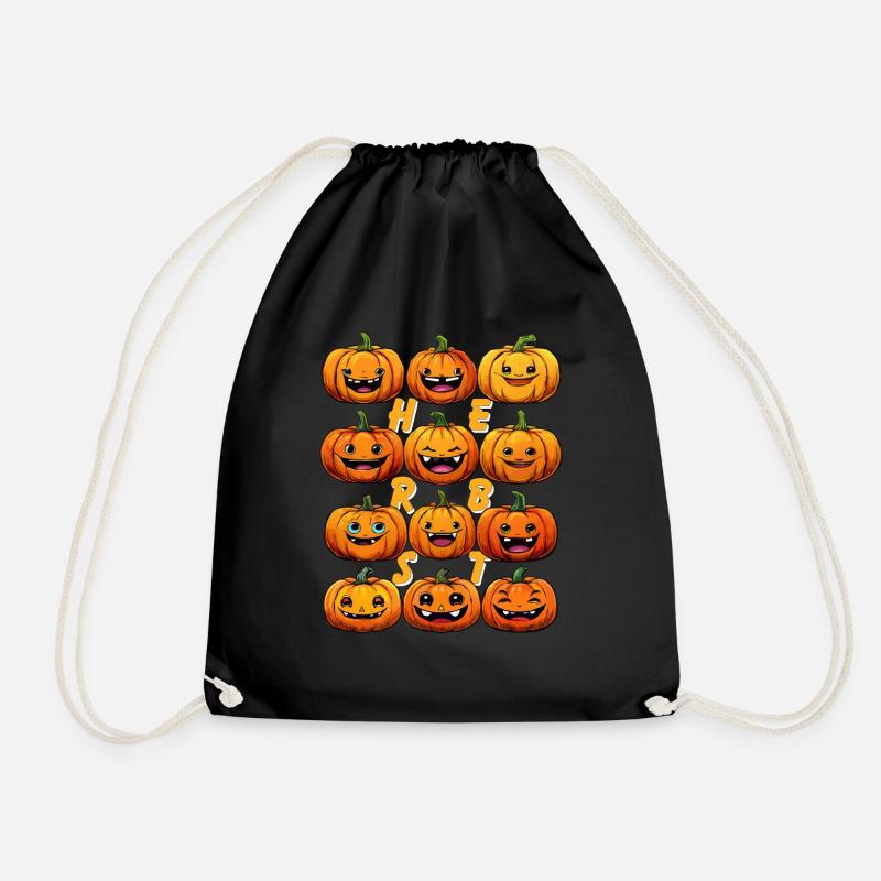 AUTUMN PUMPKIN - Drawstring Bag - black