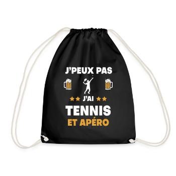 I can't I have tennis man aperitif gift - Drawstring Bag - black - Front