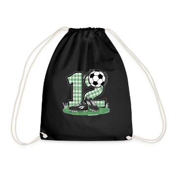 12th Birthday 12 Years Soccer Soccer Player - Drawstring Bag - black - Front