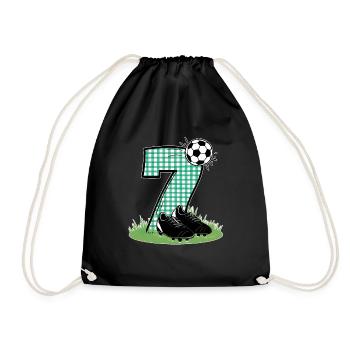 7th Birthday 7 Years Soccer Soccer Player - Drawstring Bag - black - Front