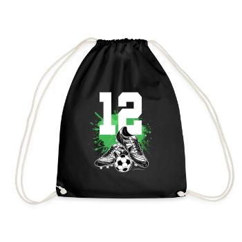 12th Birthday 12 Years Soccer Soccer Player - Drawstring Bag - black - Front