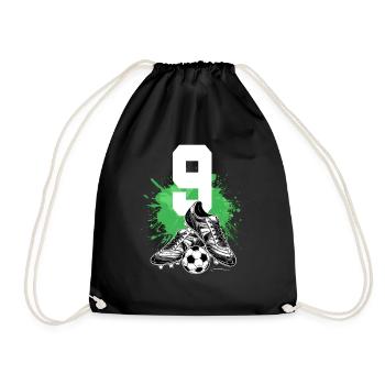 9. Geburtstag 9 Jahre Fußball Fußballspieler - Turnbeutel - Schwarz - Vorne