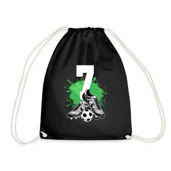 7th Birthday 7 Years Soccer Soccer Player - Drawstring Bag - black - Front