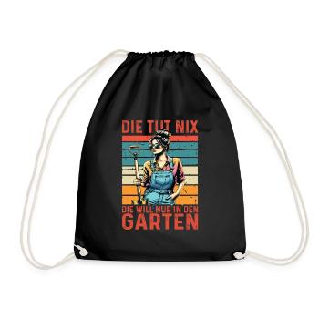 Garten Geschenk Gärtnerin Geburtstag Geschenk - Turnbeutel - Schwarz - Vorne