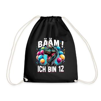 12 Jahre Geschenk Geburtstag Junge Mädchen - Turnbeutel - Schwarz - Vorne
