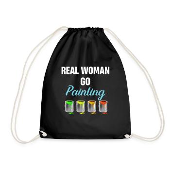 Real Women Paint Painters and Illustrators - Drawstring Bag - black - Front