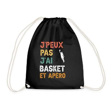 I can't I have basketball and vintage aperitif - Drawstring Bag - black - Front