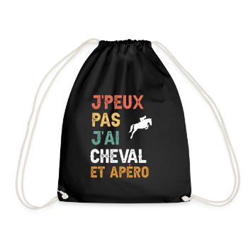 I can't I have horse man and vintage aperitif - Drawstring Bag - black - Front