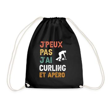 I can't I have curling and vintage aperitif - Drawstring Bag - black - Front