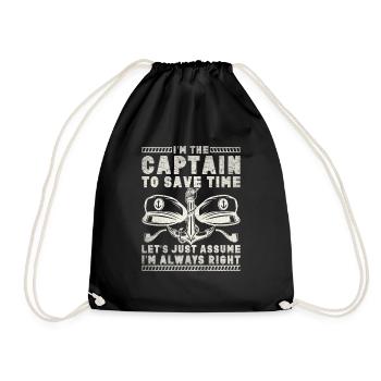 Boat Captain Funny Boat Sailing Lake Boater - Drawstring Bag - black - Front