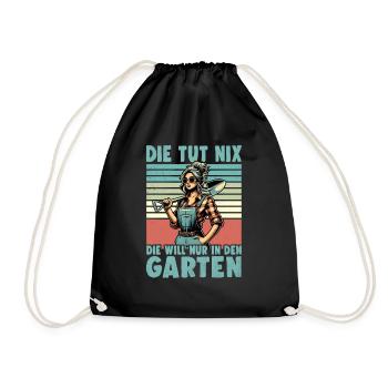Garten Geschenk Gärtnerin Geburtstag Geschenk - Turnbeutel - Schwarz - Vorne