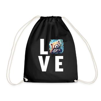 Red Panda Little Pandas Little Red Panda - Drawstring Bag - black - Front