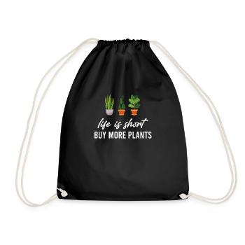 La vie est courte Acheter plus de plantes Horticulture - Sac de sport léger - noir - Devant
