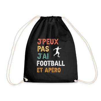 I can't I have football and vintage aperitif - Drawstring Bag - black - Front