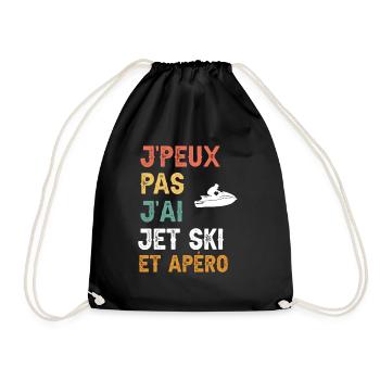 Ich kann nicht, ich habe Jetski und Vintage-Aperitif - Turnbeutel - Schwarz - Vorne