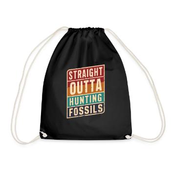 Straight Outta Hunting Fossils Paleontology - Drawstring Bag - black - Front