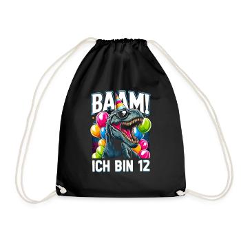 12 Jahre Geschenk Geburtstag Junge Mädchen - Turnbeutel - Schwarz - Vorne