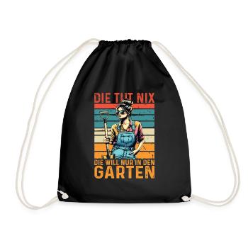Garten Geschenk Gärtnerin Geburtstag Geschenk - Turnbeutel - Schwarz - Vorne