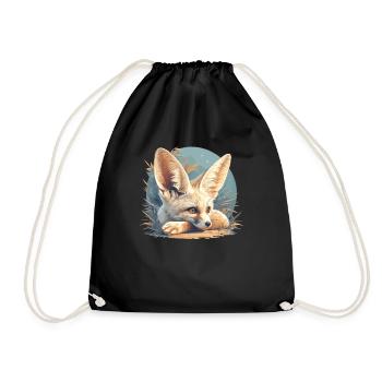 Fennec Fox Fenneks Fennek - Turnbeutel - Schwarz - Vorne