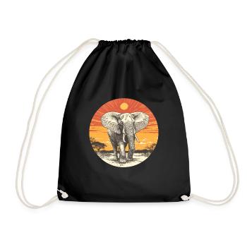 Elephant in the sunset - Drawstring Bag - black - Front