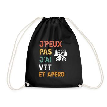 je peux pas j'ai VTT et apéro vintage - Sac de sport léger - noir - Devant