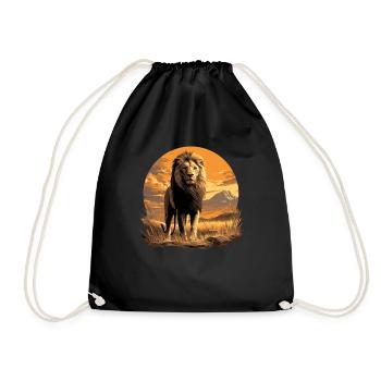 Lion Löwen Löwe - Turnbeutel - Schwarz - Vorne