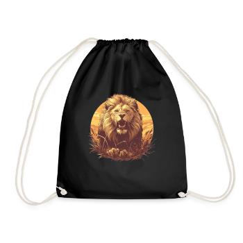 Lion Löwen Löwe - Turnbeutel - Schwarz - Vorne