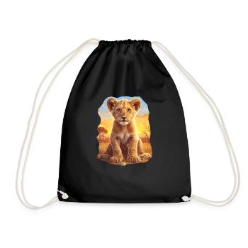 Lion Löwen Löwe - Turnbeutel - Schwarz - Vorne
