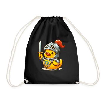 Knight Duck, Yellow Rubber Duck & Rubber Duck - Drawstring Bag - black - Front