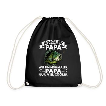Angler Dad Fishing Rod Funny Father's Day Fisherman - Drawstring Bag - black - Front