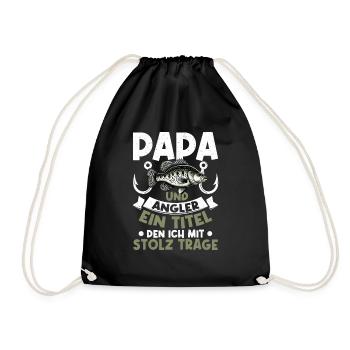 Angler Dad Fishing Rod Funny Father's Day Fisherman - Drawstring Bag - black - Front