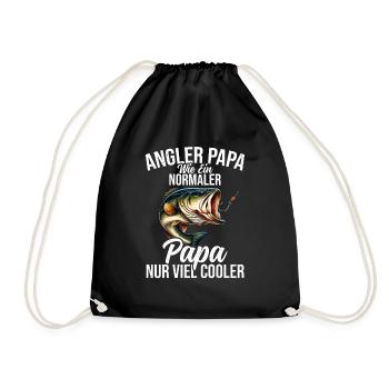 Angler Dad Fishing Rod Funny Father's Day Fisherman - Drawstring Bag - black - Front