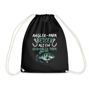 Angler Dad Fishing Rod Funny Father's Day Fisherman - Drawstring Bag - black - Front