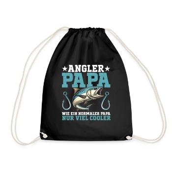 Angler Papa Angelrute Witziges Vatertag Fischer - Turnbeutel - Schwarz - Vorne