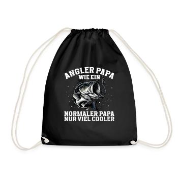 Angler Dad Fishing Rod Funny Father's Day Fisherman - Drawstring Bag - black - Front