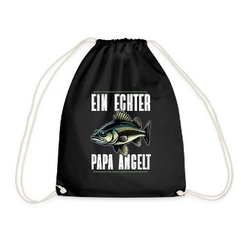 Angler Dad Fishing Rod Funny Father's Day Fisherman - Drawstring Bag - black - Front