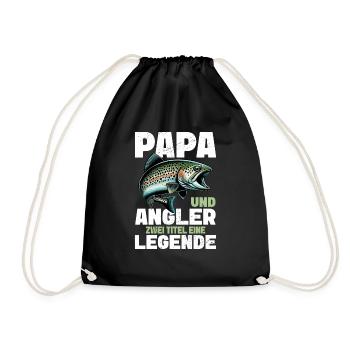 Angler Dad Fishing Rod Funny Father's Day Fisherman - Drawstring Bag - black - Front