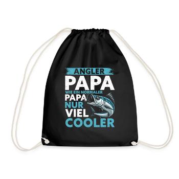 Angler Dad Fishing Rod Funny Father's Day Fisherman - Drawstring Bag - black - Front
