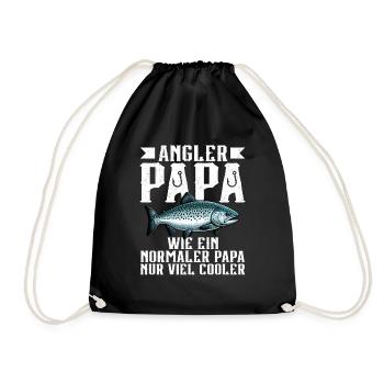 Angler Dad Fishing Rod Funny Father's Day Fisherman - Drawstring Bag - black - Front