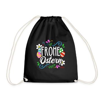 Frohe Ostern - Turnbeutel - Schwarz - Vorne