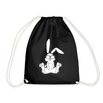 Lapin mignon avec des lunettes de soleil Lapin Liebh - Sac de sport léger - noir - Devant