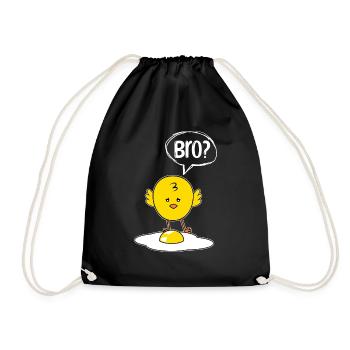 Bro? Chick and Eggs Funny Chick Gift - Drawstring Bag - black - Front
