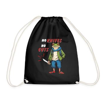 NO KNIVES NO CUTS - Drawstring Bag - black - Front