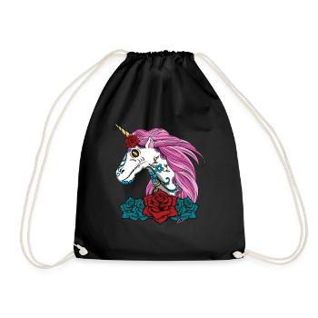 Unicorn Muertos Day Of Dead Halloween - Drawstring Bag - black - Front