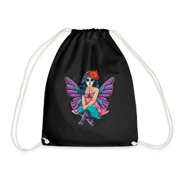 Fairy Muertos Day Of Dead Halloween - Drawstring Bag - black - Front