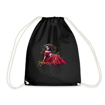 La Catrina Muertos Halloween Day Of Dead - Drawstring Bag - black - Front